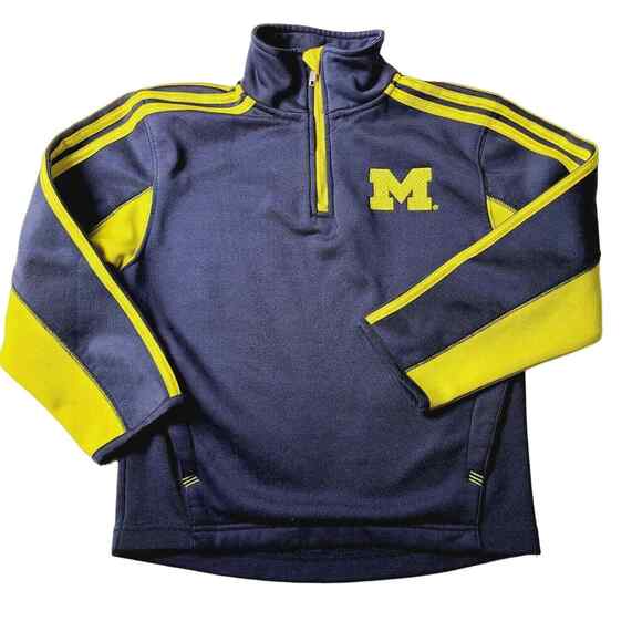 Adidas Boys' Youth Large (7) Pullover active fleece Michigan Wolverines - Picture 1 of 7